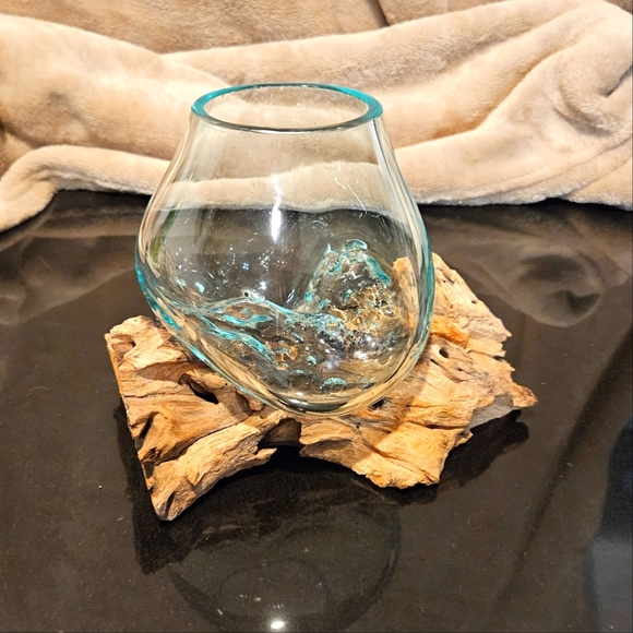 Molten Hand Blown Glass on Driftwood Base